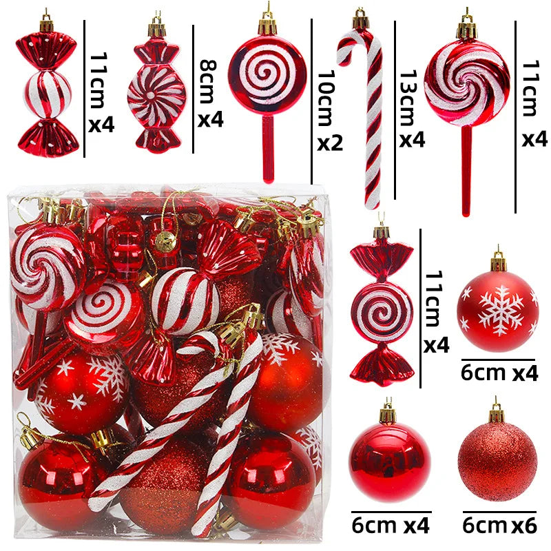 Christmas Ball Ornament Set – 29/36/40pcs Red, Gold & Silver Hanging Tree Decorations (2024 Edition)