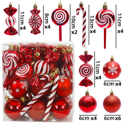 Christmas Ball Ornament Set – 29/36/40pcs Red, Gold & Silver Hanging Tree Decorations (2024 Edition)
